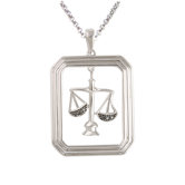 Starry Nights Sterling Silver and Black Diamond Libra Star Sign Dog Tag Pendant
