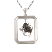 Starry Nights Sterling Silver and Black Diamond Taurus Star Sign Dog Tag Pendant