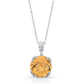 "Ivy" Sterling Silver and Brilliant Diamond 11.5 Carat Orange Citrine Pendant