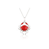 Sterling Silver Cubic Zirconia Enamel Crab Necklace