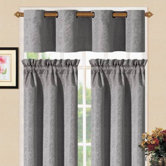 Sensations Grommet Kitchen Curtain Set in Platinum