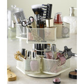 Cosmetic Organizing Carousel in Powder Coated Cream