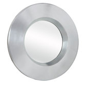 Contemporary Plain Round Mirror in Bright Silver