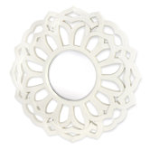 Contemporary Beveled Mirror in White Lacquer