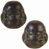 4" Four Faces Paperweight Statue in Distressed Bronze