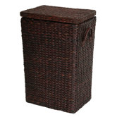 Rush Grass Laundry Basket in Red Brown
