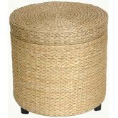 Rush Grass Storage Footstool in Natural