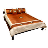 6 Piece Thai Silk Medallion Duvet Set in Bronze