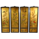 Golden Birds and Flowers Wall Plaques in Clear