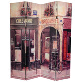 6Feet Tall Double Sided French Cafe Canvas Room Divider