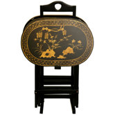 Lacquer TV Tray Set with Stand (Set of 4)