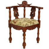 Queen Anne Corner Fabric Arm Chair
