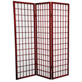 5 Feet Tall Window Pane Shoji Screen in Rosewood