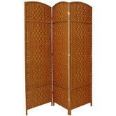 6 Feet Tall Diamond Weave Fiber Room Divider in Dark Beige