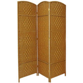 6 Feet Tall Diamond Weave Fiber Room Divider in Light Beige