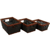 Hand Woven Rush Grass Shelf Basket (Set of 3)