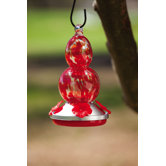 HumBird Glass Bird Feeder in Red