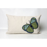 Butterfly Rectangle Indoor/Outdoor Pillow in Green