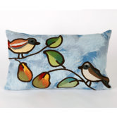 Song Birds Rectangle Indoor/Outdoor Pillow in Blue
