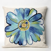 Daisy Square Indoor/Outdoor Pillow in Aqua