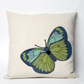 Butterfly Square Indoor/Outdoor Pillow in Green