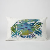 Batik Fish Rectangle Indoor/Outdoor Pillow in Aqua