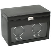 Heritage Module 2.1 Double Watch Winder with Cover and Watch Storage in Black