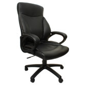 Leather Back Bonded Office Chair with Curved and Padded Arms