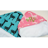 Terry Velour Hooded Towel with Giraffe Fabric Border