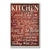Red Kitchen Words Typography Wall Plaque