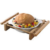 Bamboo and Stoneware Grand Buffet 10" Pie Pan Bakeware Dish with Bamboo Cradles