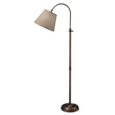 Floor Lamp with Khaki Linen Hardback Shade in Mission Bronze Over Solid Brass