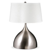 24" Table Lamp with Cream Brussels Linen Hardback Shade in Satin Nickel