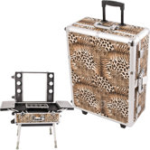 Leopard Pattern Professional Rolling Studio Makeup Train Case