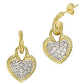 Designer Inspired Gold Vermeil Heart Hanging Earrings