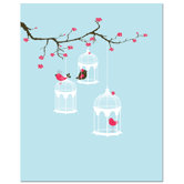 Tree Blossom Bird Cage Art Print