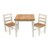 Nathalie Table and Chair Set in White Wood