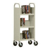 17" W Single Sided Sloped-Shelf Mobile Book Truck in Putty