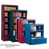 52" H Three Shelf Bookcase with File Drawer