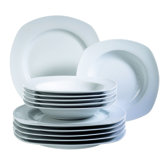 Villa 12 Piece Porcelain Dinnerware Set in Uni White
