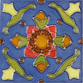 Mission 6" x 6" Hand-Painted Ceramic Decorative Tile in Cactus