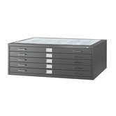 42" W Five-Drawer Steel Flat File with Optional Closed Base