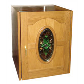 Napoleon Single Door Oak Wine Cooler with Beveled Oval Glass Window
