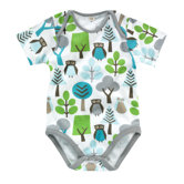 Owls Boy's Short Sleeve Bodysuit in Sky