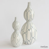 Linking Trellis Double Bulb Vase in Blue