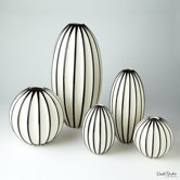 Ribbed Globe Vase in White / Black