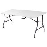 72" Center Folding Table in White