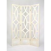 Charleston 3 Panel Room Divider in Distressed Whitewash