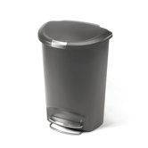 Semi-Round Step Trash Can in Grey