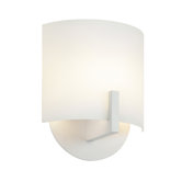 Scudo 7" One Light Wall Sconce with White Etched Glass Shade in Satin White